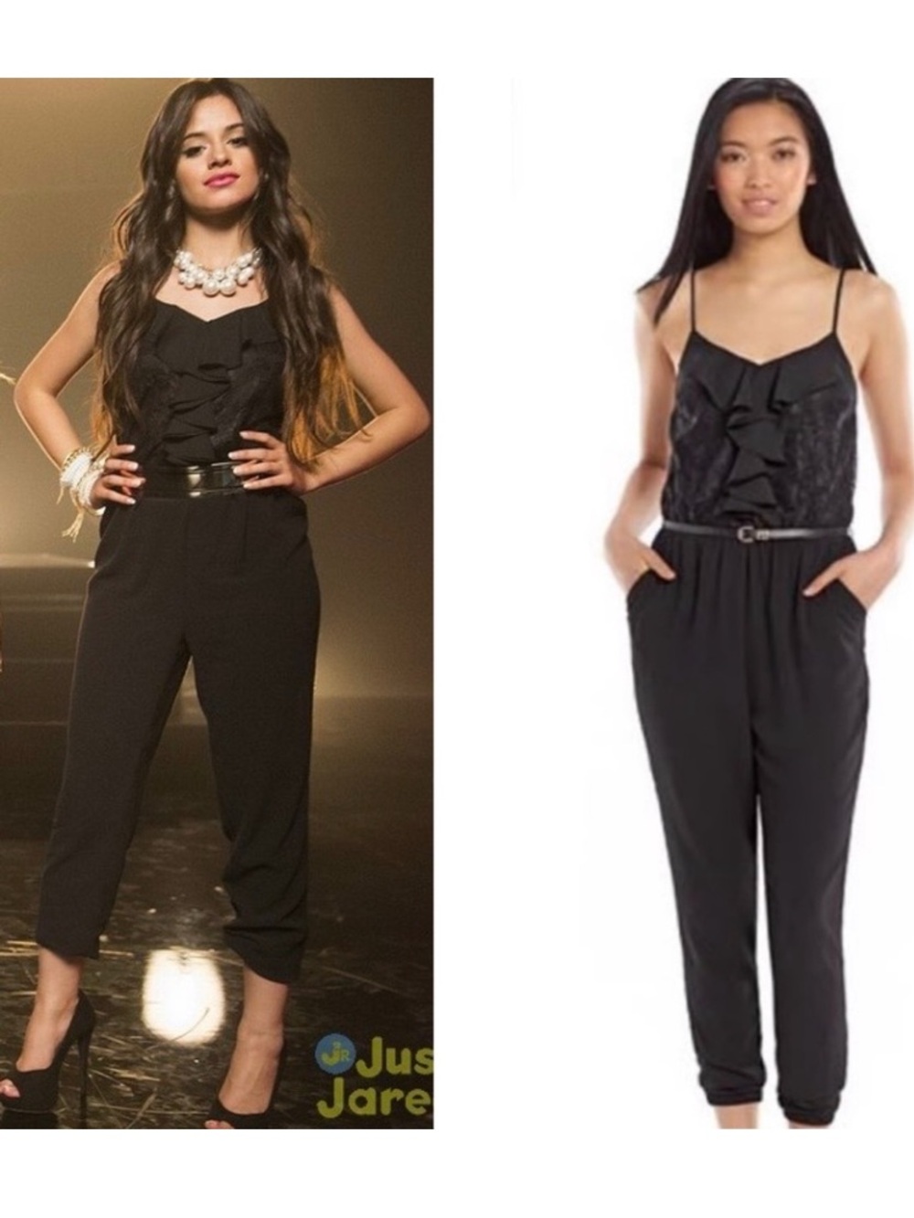 CANDIE'S Ruffle Front Jumpsuit Black Tie XL Juniors Fifth Harmony Camila Cabello